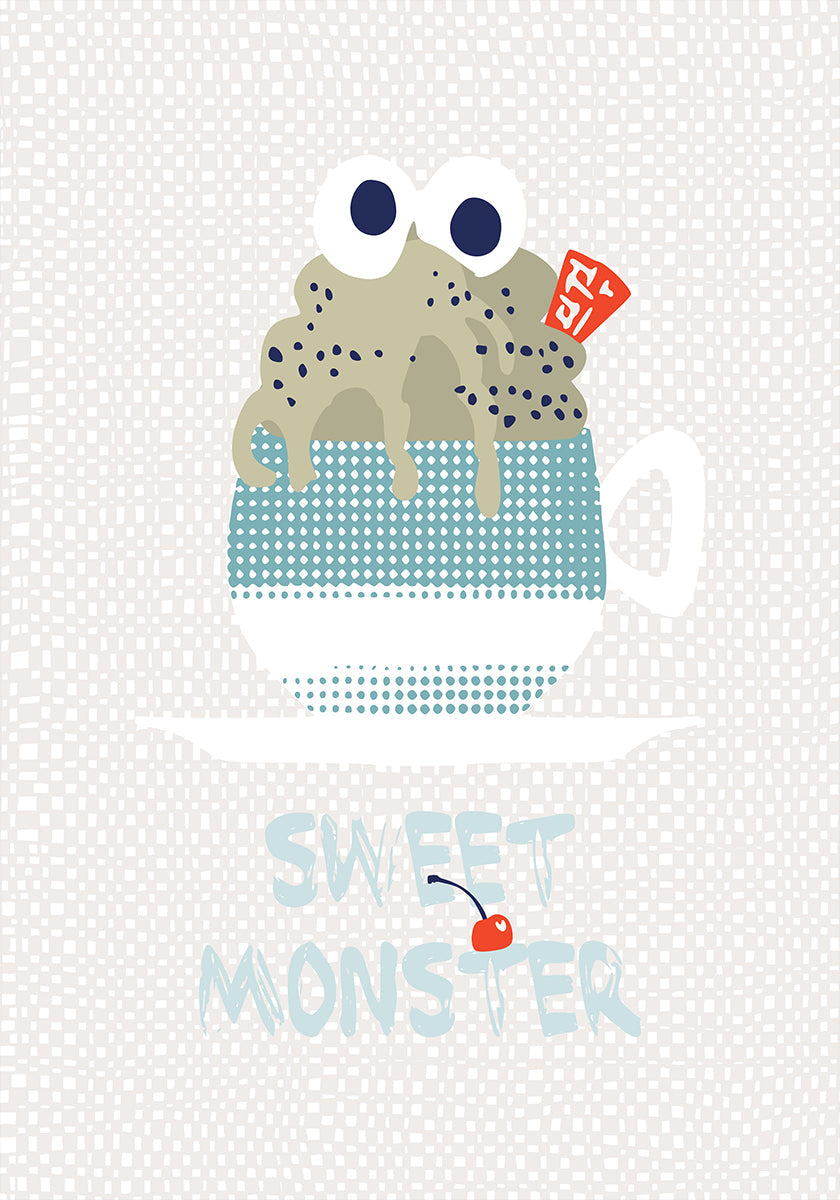Poster di cupcake alla menta dolce mostro