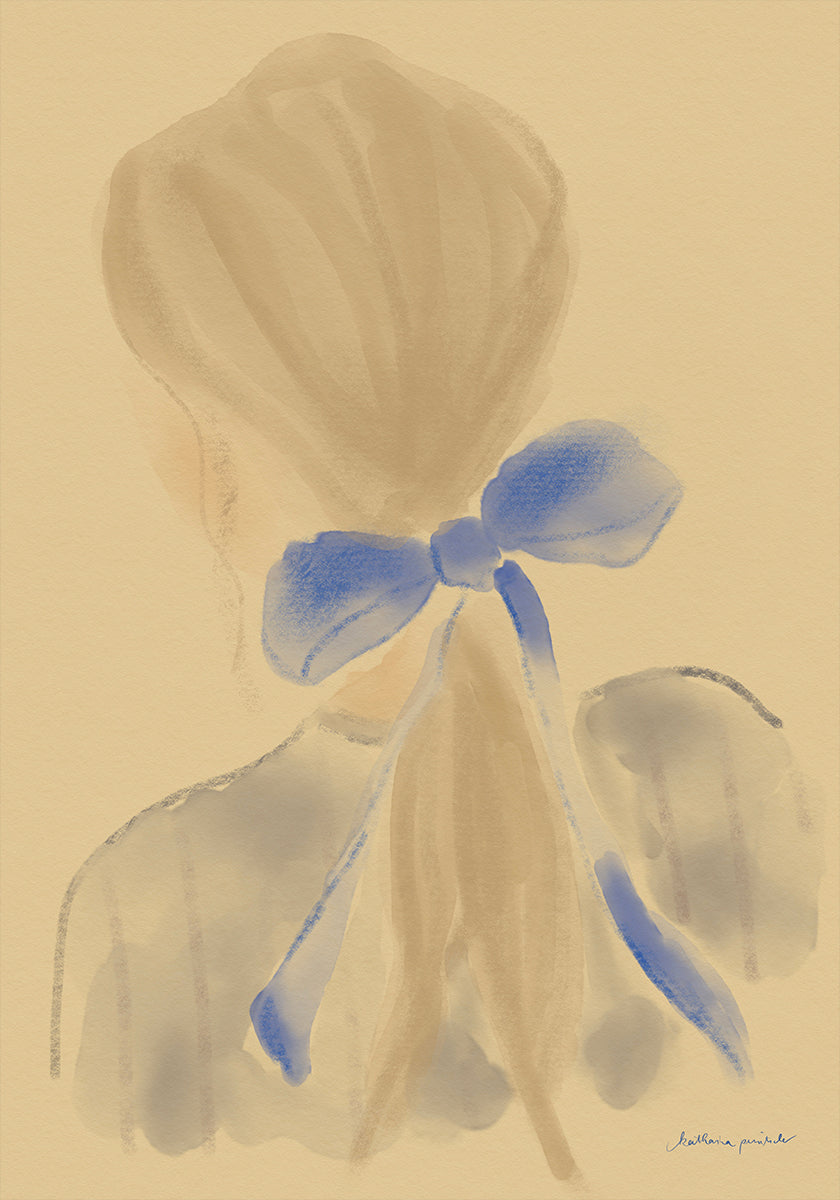 Ragazza Con Un Nastro Blu Dei Capelli