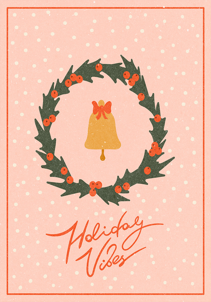 Ghirlanda di Natale con campana e fiocco Poster