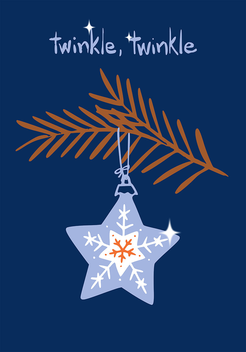 Poster blu con stella di Natale allegra scintillante