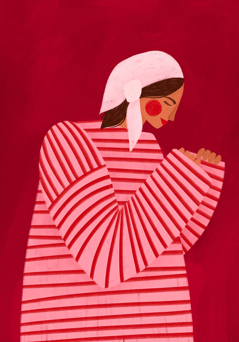 La donna dalle strisce rosse
