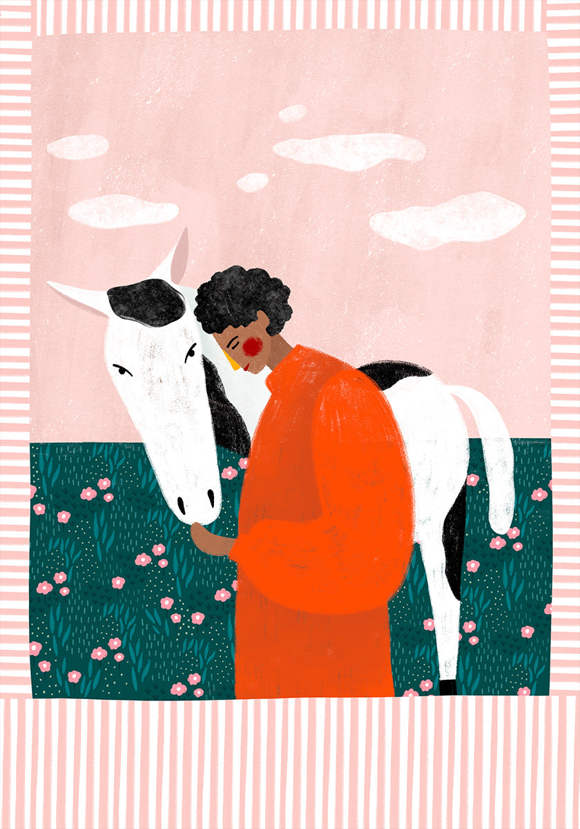Ragazza e cavallo vibranti