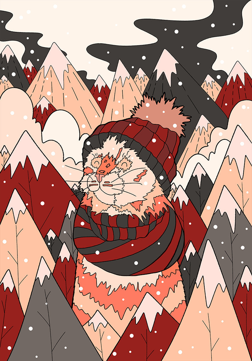 Poster del gatto invernale accogliente