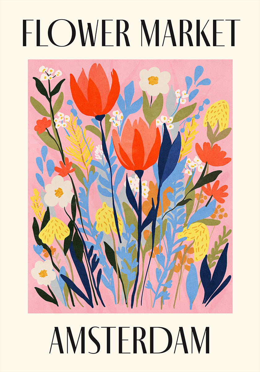 Poster del mercato dei fiori di Amsterdam, Paesi Bassi