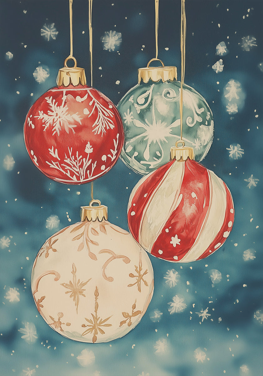 Poster N. 3 con ornamenti natalizi
