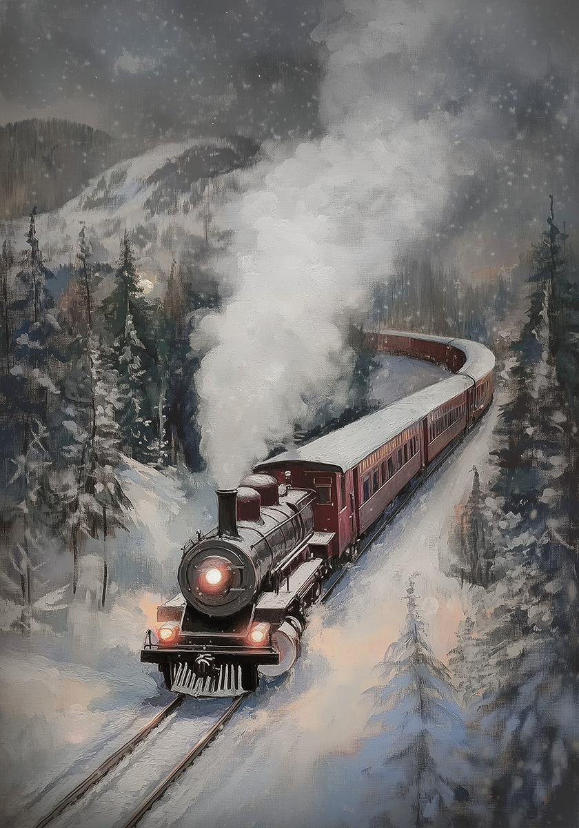 Poster del treno a vapore nevicata
