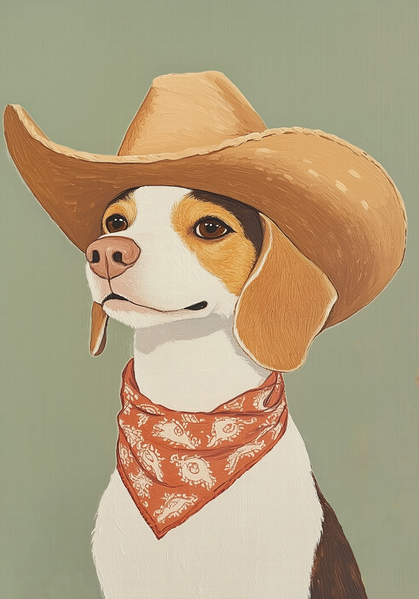 Poster di cane Beagle cowboy