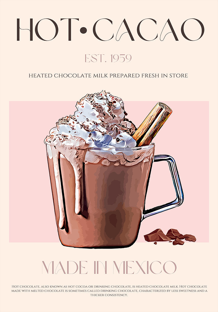 Poster di una tazza di cacao caldo cremoso