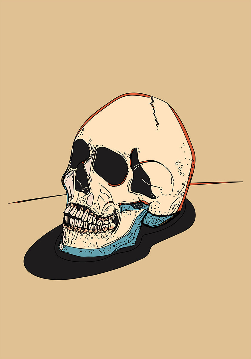 Illustrazione Del Cranio Su Un Poster Sfondo Beige