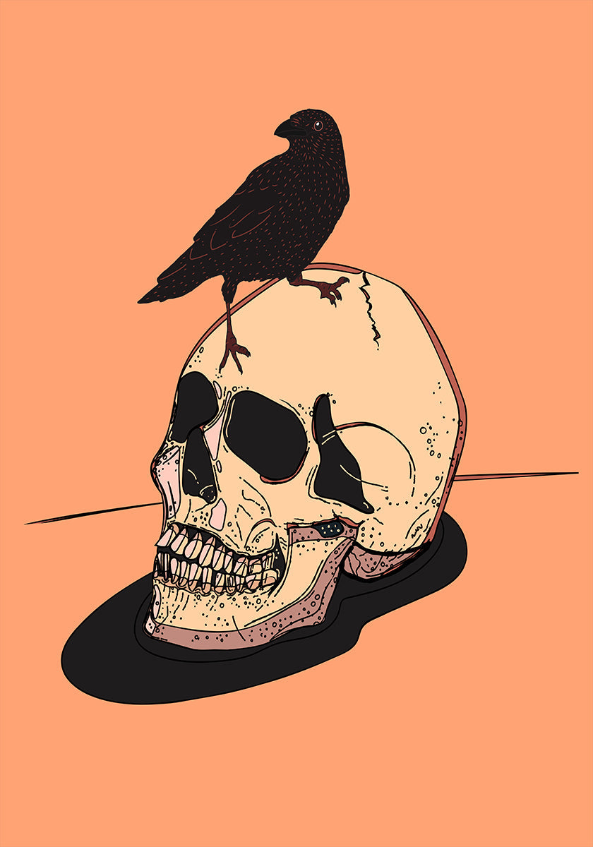 Poster di teschio e corvo