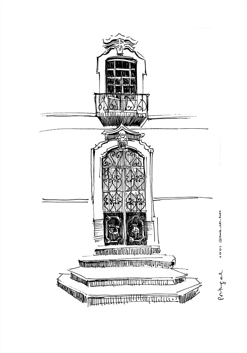 Poster di disegno della città dei portali del Portogallo