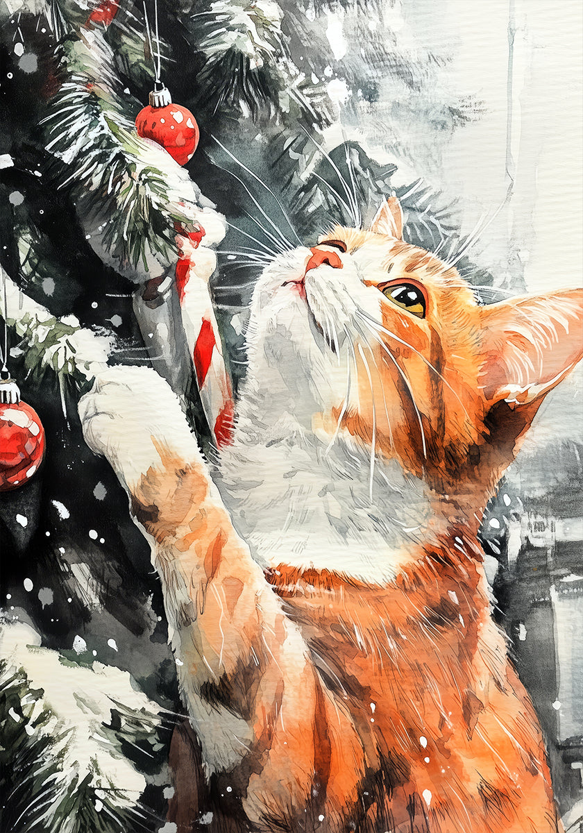 I gatti adorano il poster dell'albero di Natale