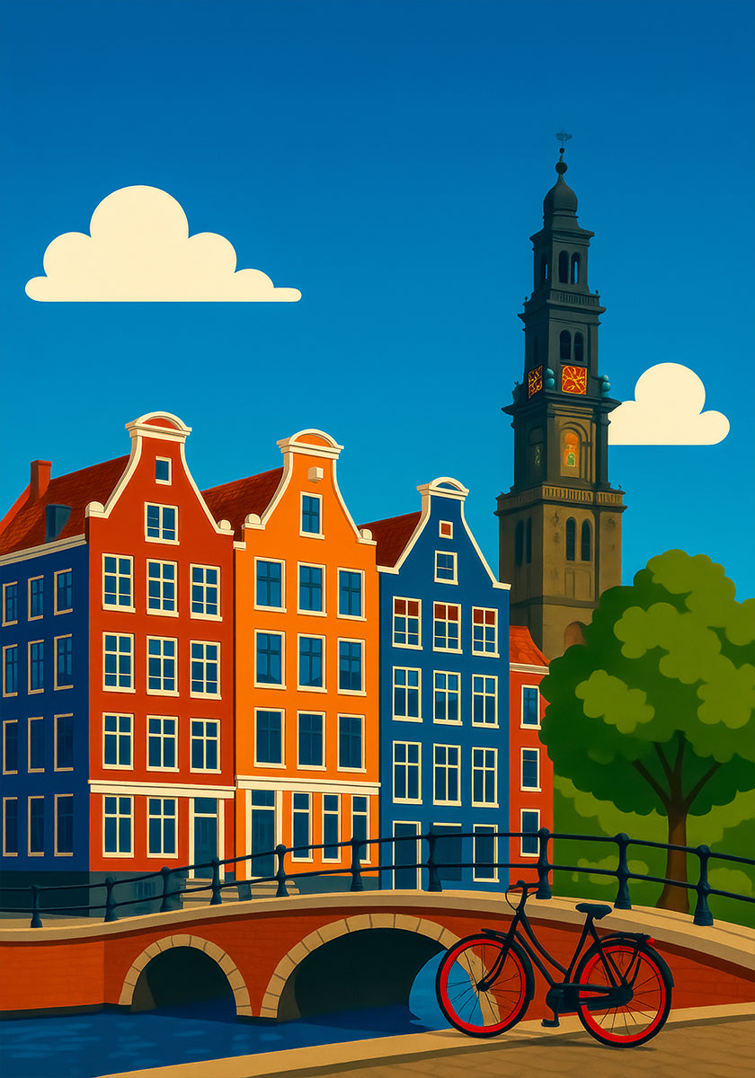Poster del canale e della bicicletta di Amsterdam
