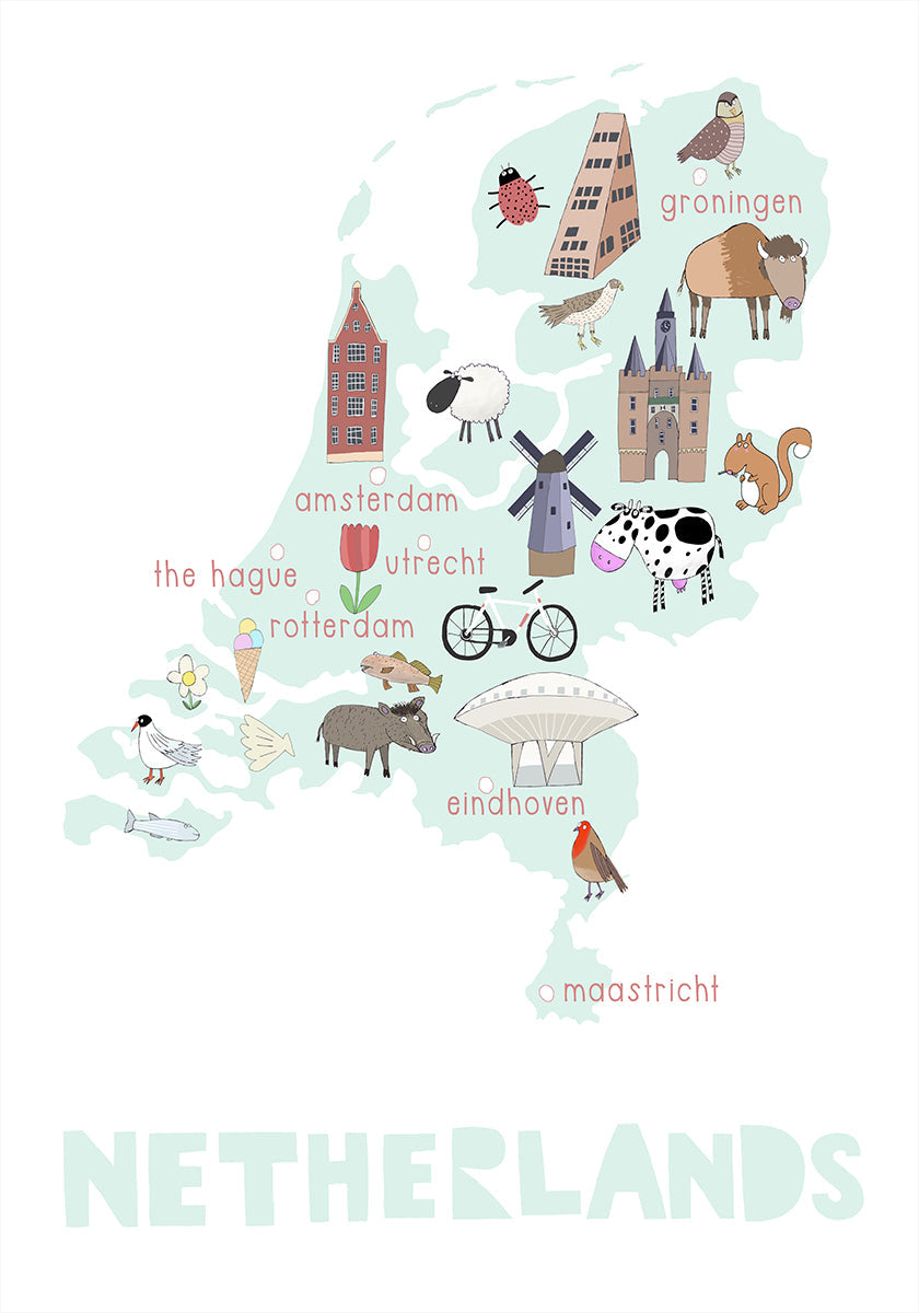 The Netherlands Illustration by Artist Carla Daly Plakat