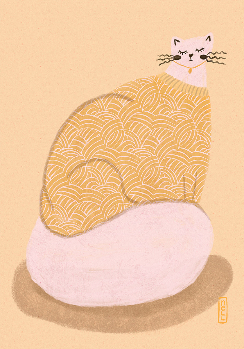 Poster illustrativo del gatto con la maglia gialla del burro