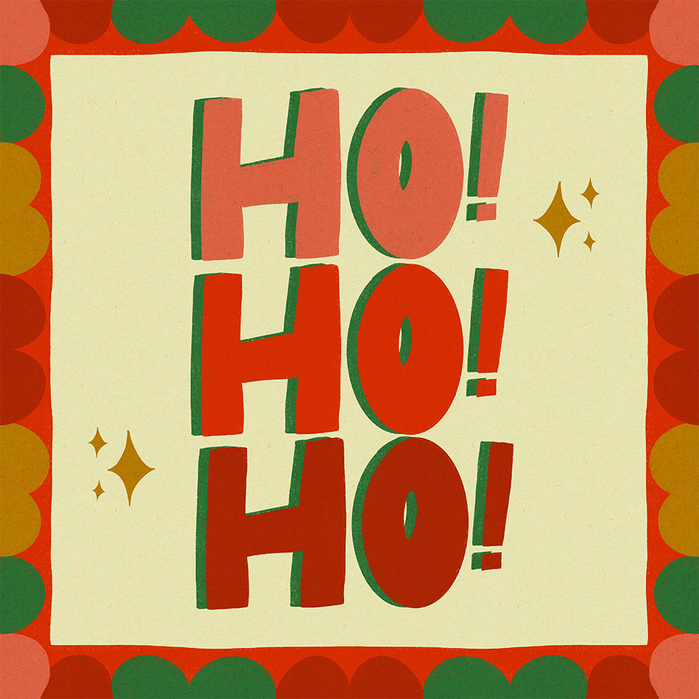Illustrazione festosa di Natale Ho Ho Ho (NUOVO)