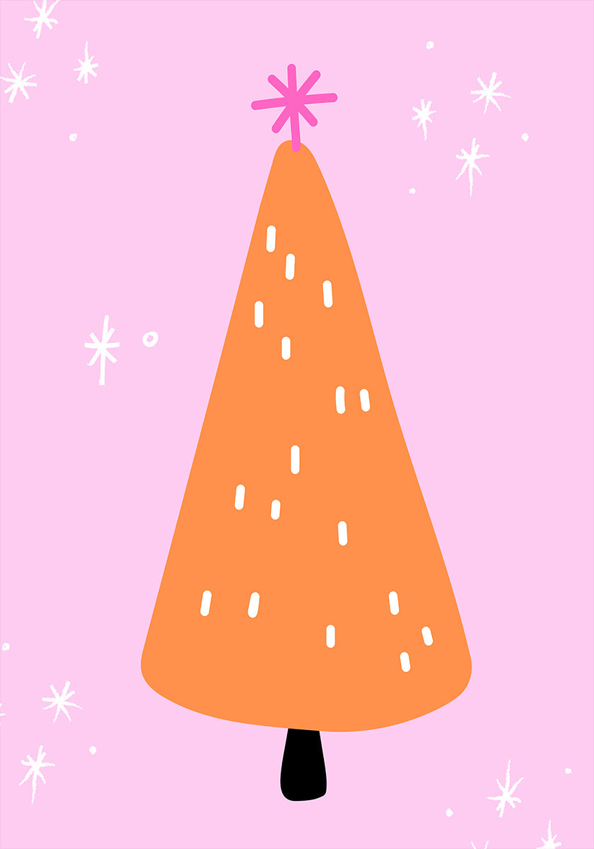 Poster di albero di arancio con rosa e stelle