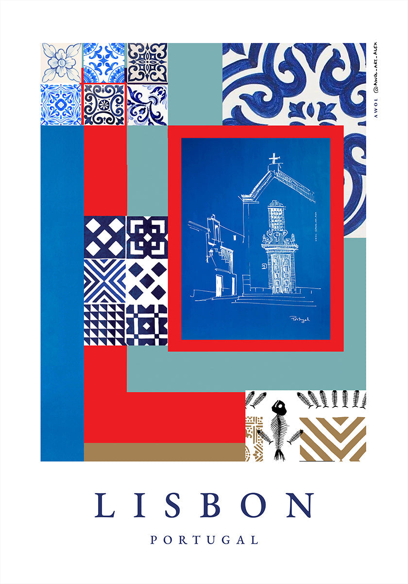 Poster delle facciate di Lisbona