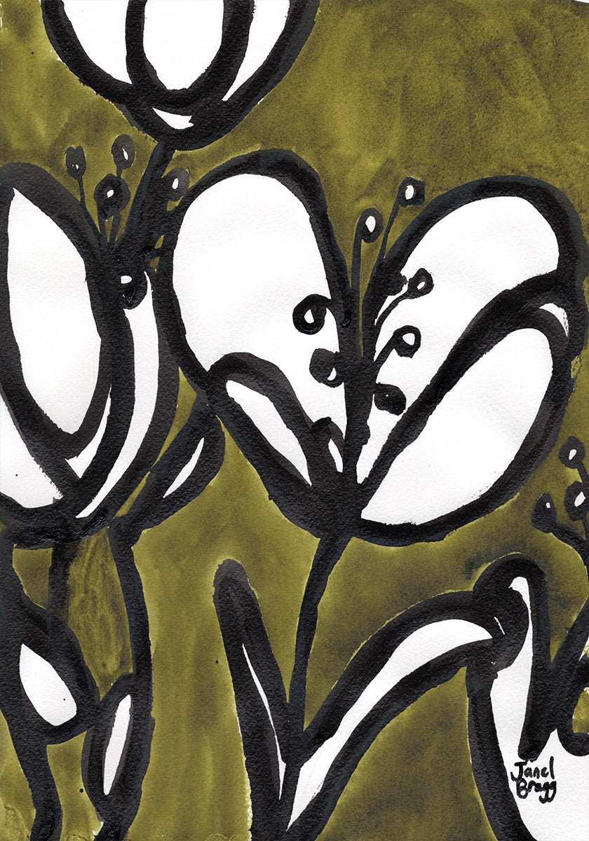 Floral With Tulips In Moss Green Plakat