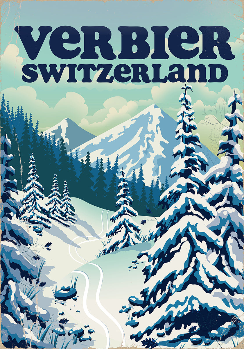 Verbier Switzerland Ski Poster Plakat - Posterbox