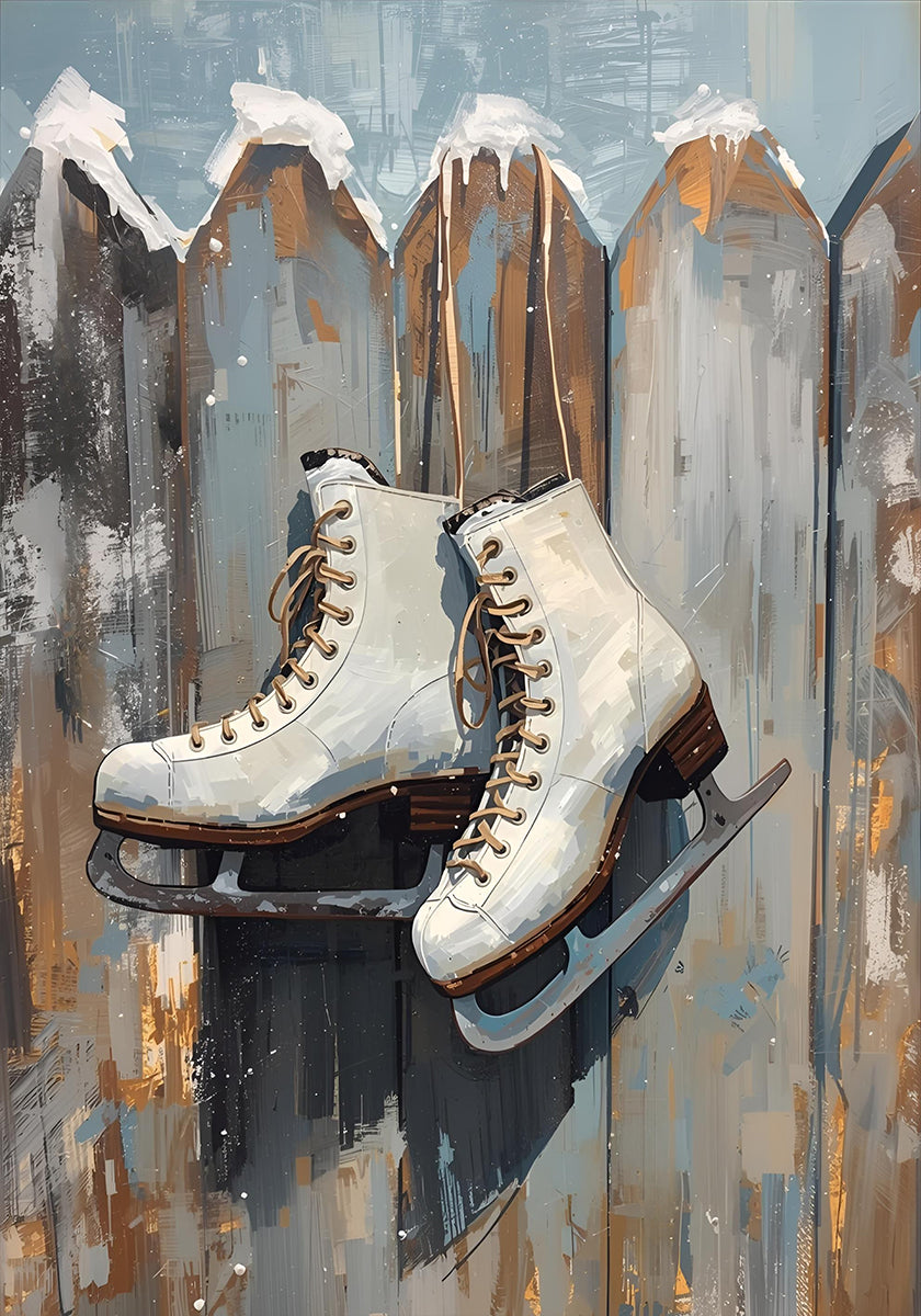 Poster Schlittschuhe am Zaun