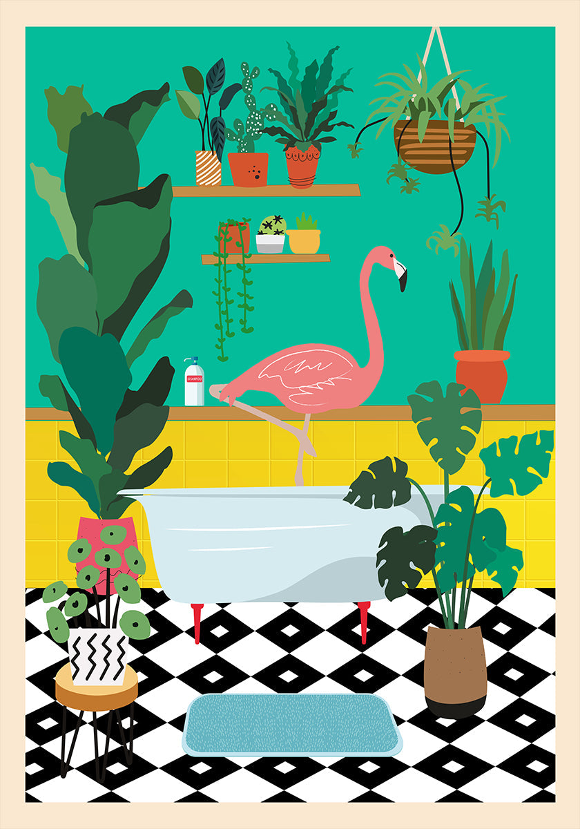 Flamingo Bathtime (NEW) - Posterbox