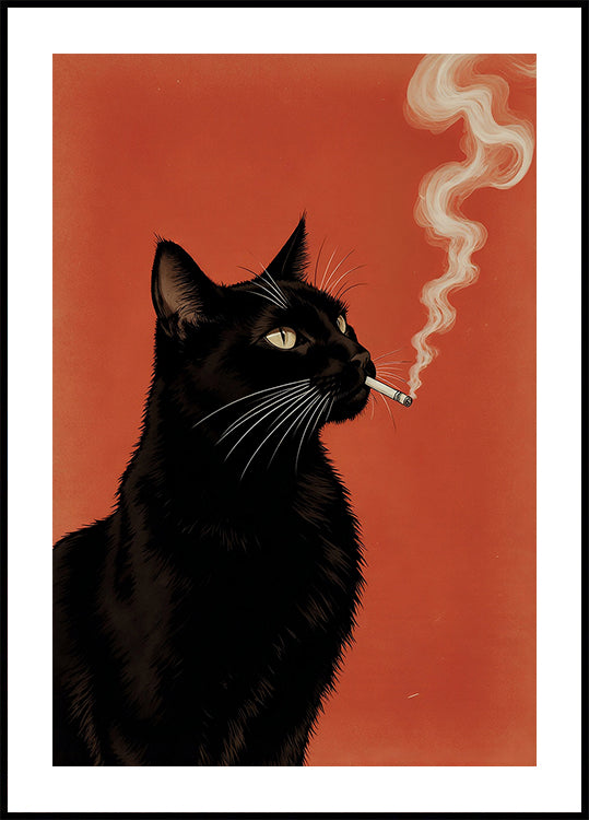 Smoking Midnight Cat  Poster - Posterbox