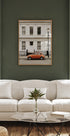 Charming Urban Scene with Orange Car Plakat - Posterbox.dk