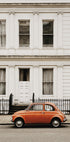 Charming Urban Scene with Orange Car Plakat - Posterbox.dk