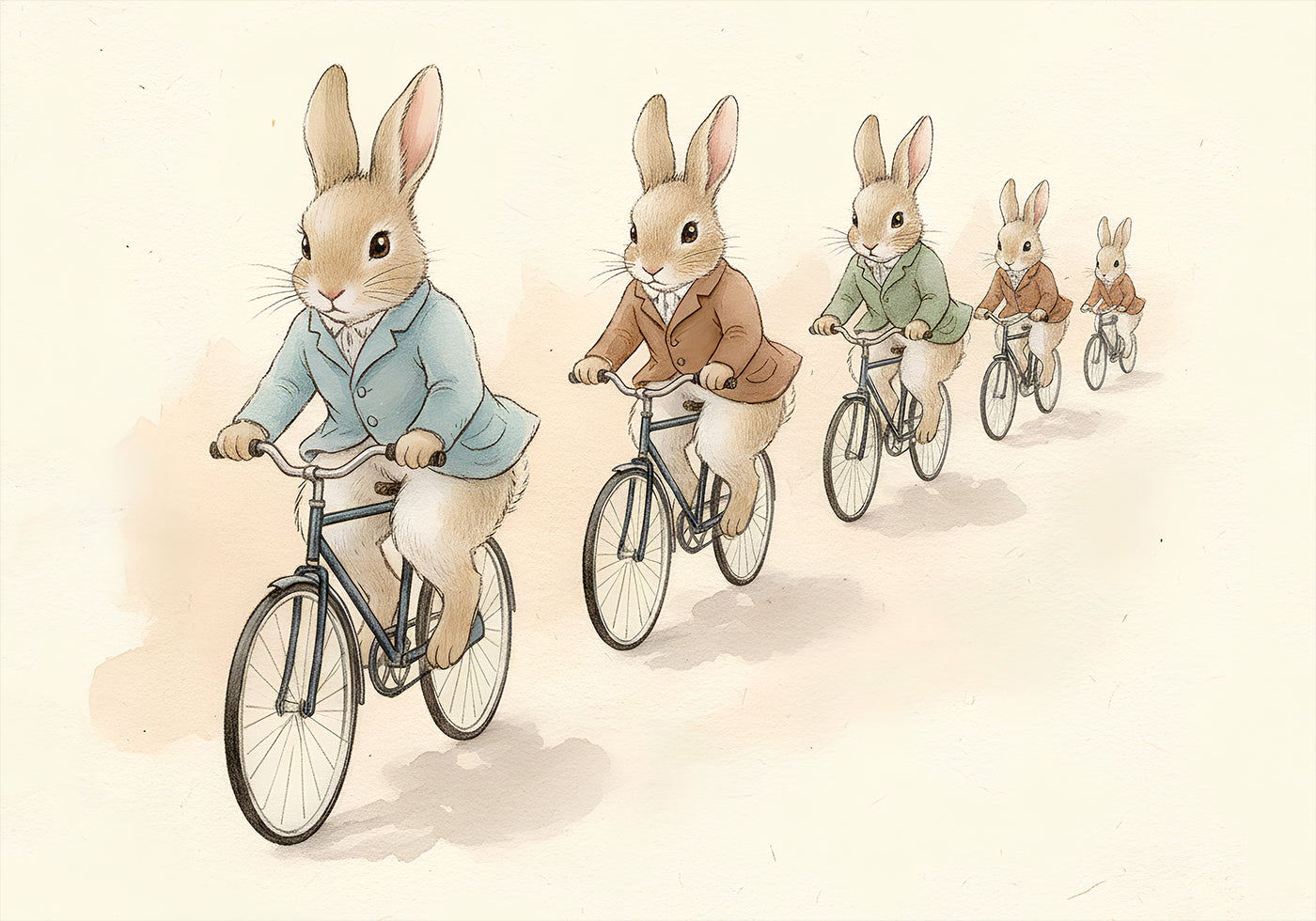 Poster di amici coniglietti in bicicletta