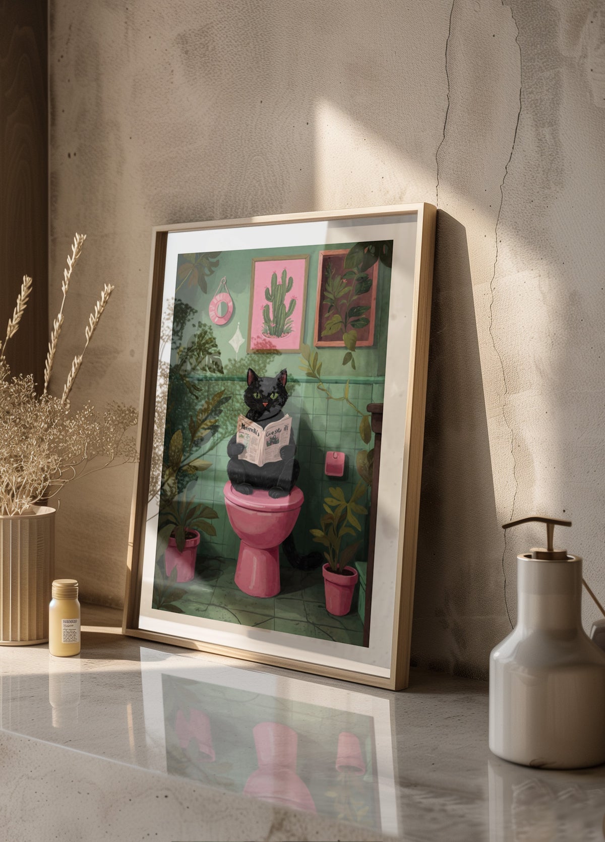 Lettura del gatto in bagno