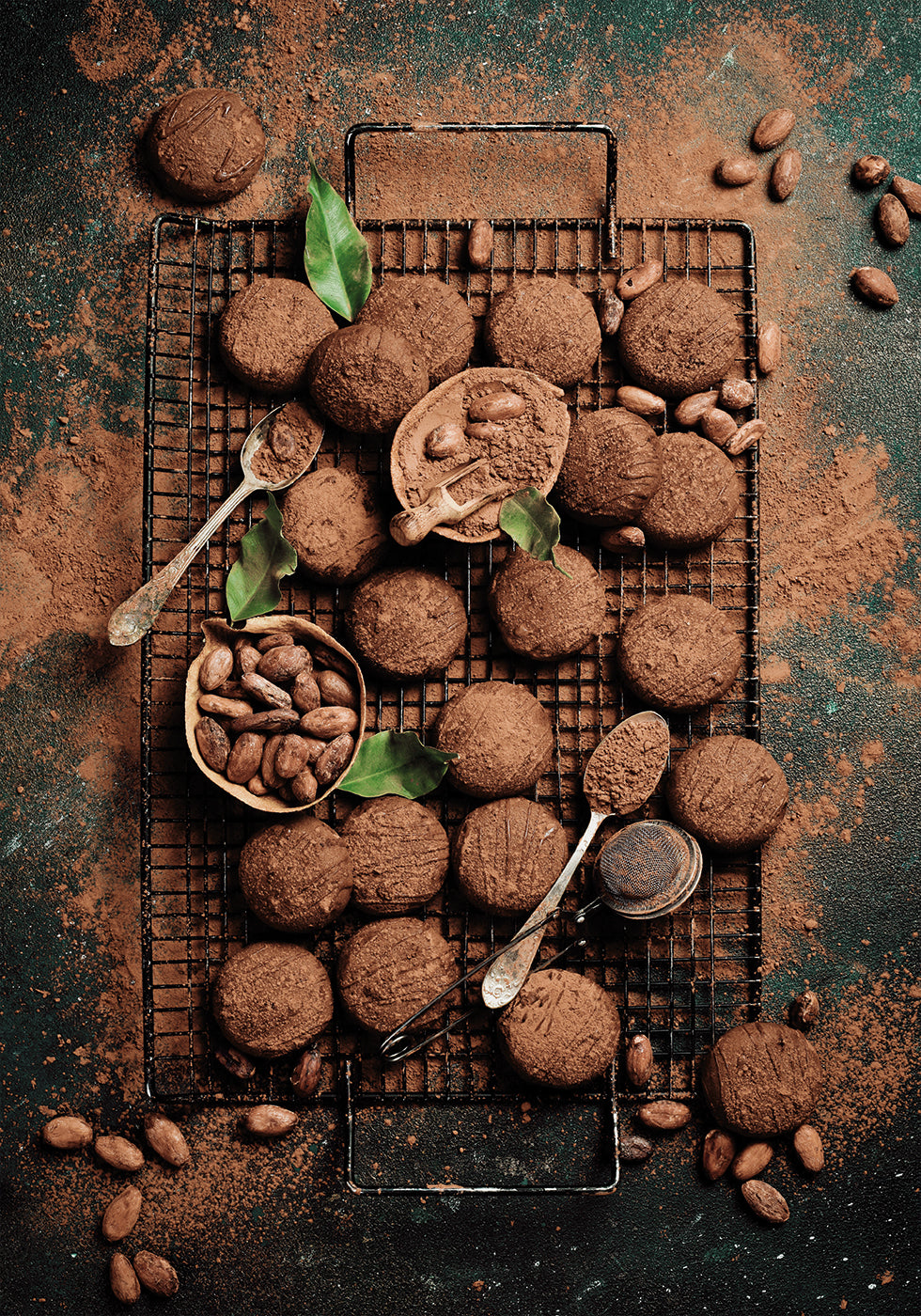 Poster di biscotti artigianali al cioccolato con polvere di cacao