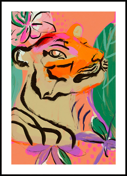Poster vibrante della fioritura della tigre