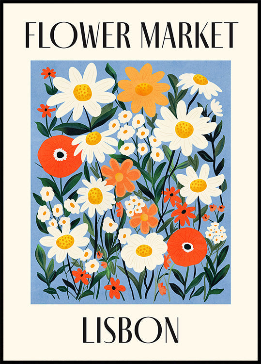 Poster del mercato dei fiori di Lisbona Portogallo