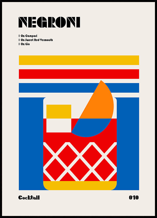 Poster del cocktail Negroni Bauhaus