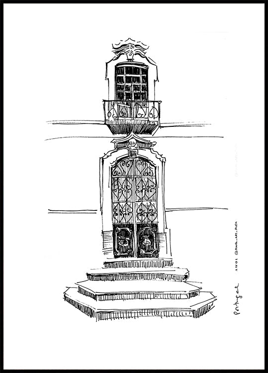 Poster di disegno della città dei portali del Portogallo