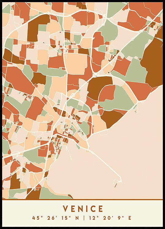 Poster Black Maps Earth Tones 91