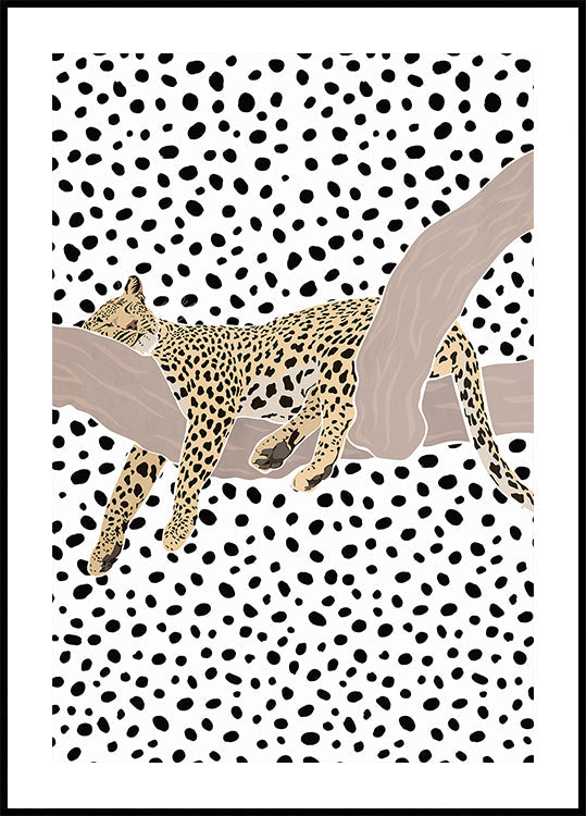 Poster a pois addormentati con leopardo