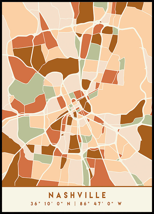 Poster Black Maps Earth Tones 59