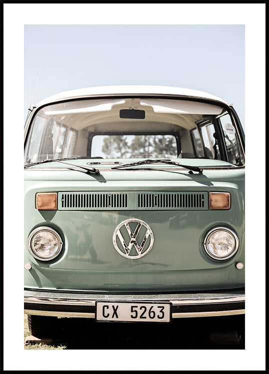 Poster di automobili dal design classico in tenui toni verdi