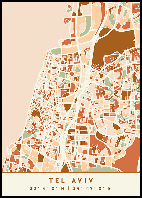 Poster Black Maps Earth Tones 87