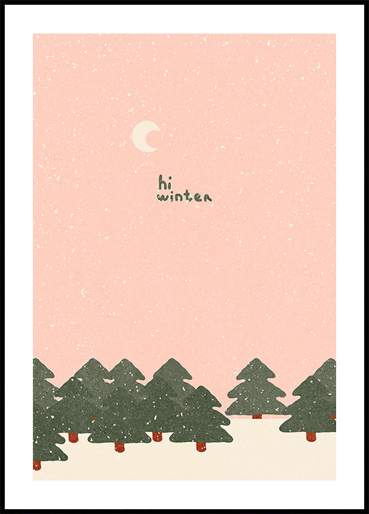 Poster di magica nevicata nella foresta