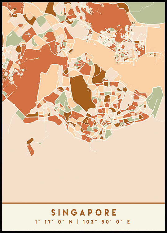 Poster Black Maps Earth Tones 81