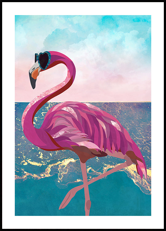 Flamingo va in spiaggia Poster