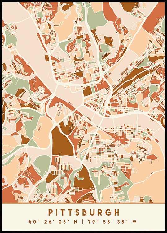 Poster Black Maps Earth Tones 67