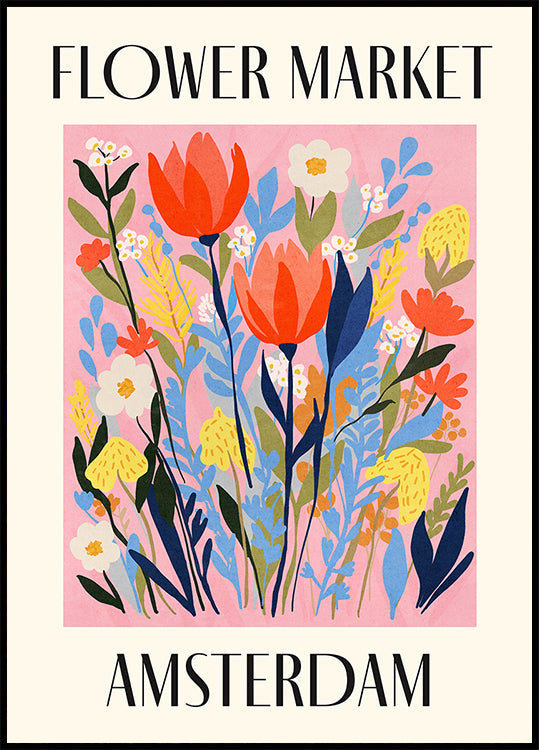 Poster del mercato dei fiori di Amsterdam, Paesi Bassi
