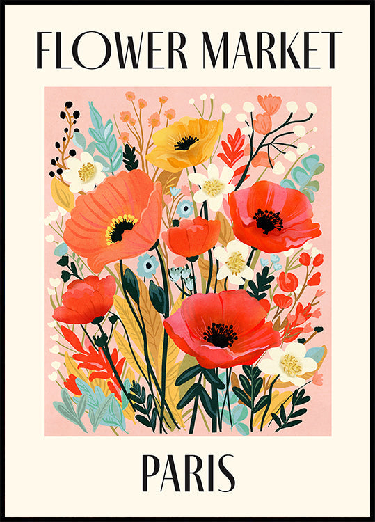 Poster del mercato dei fiori di Parigi Francia