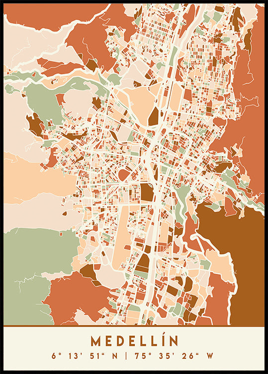 Poster Black Maps Earth Tones 49