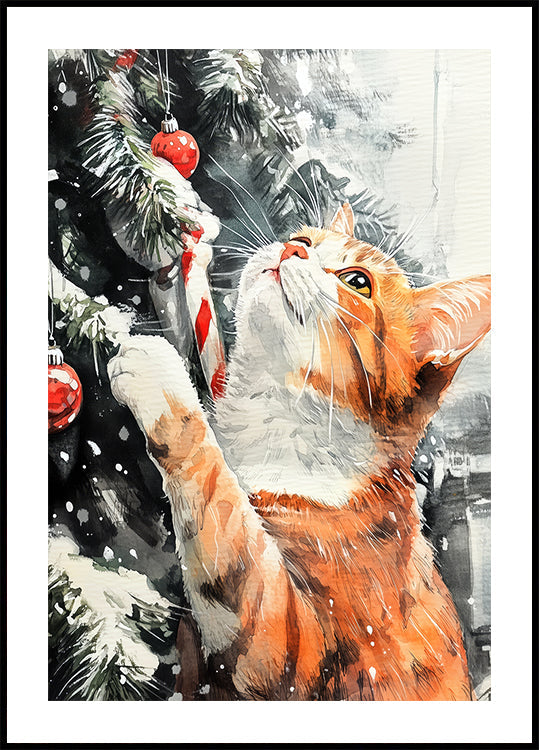 I gatti adorano il poster dell'albero di Natale