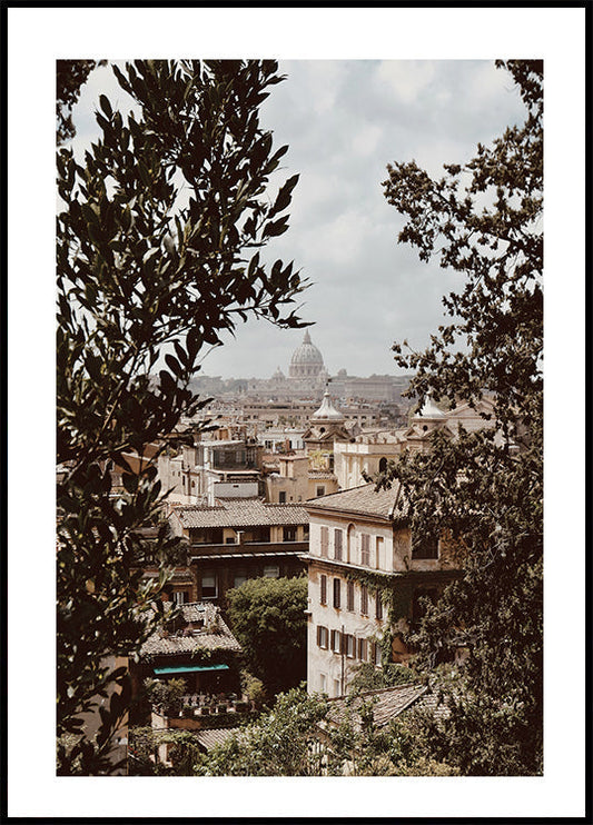 Veduta di Roma con la Basilica di San Pietro Poster